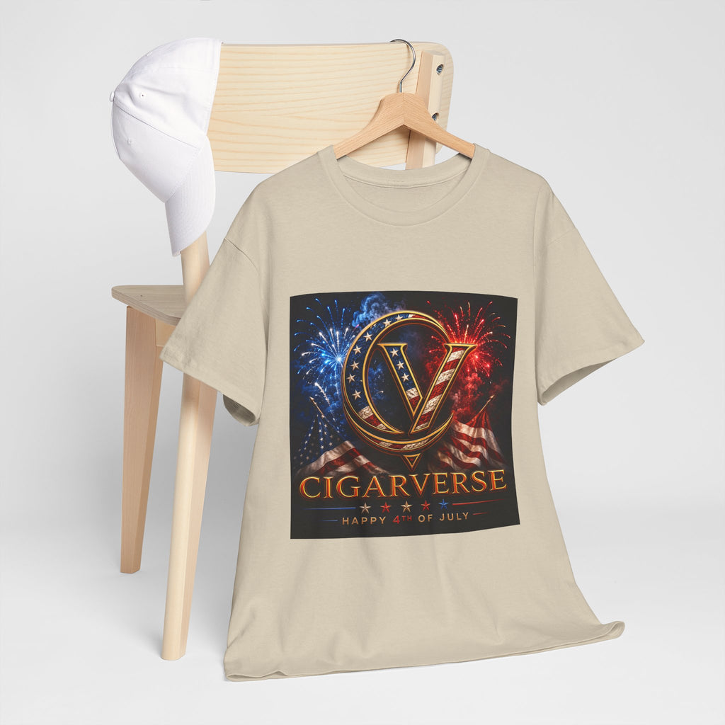 Cigarverse Logo Tee — Patriotic Gold & Flag Emblem Cotton T‑Shirt