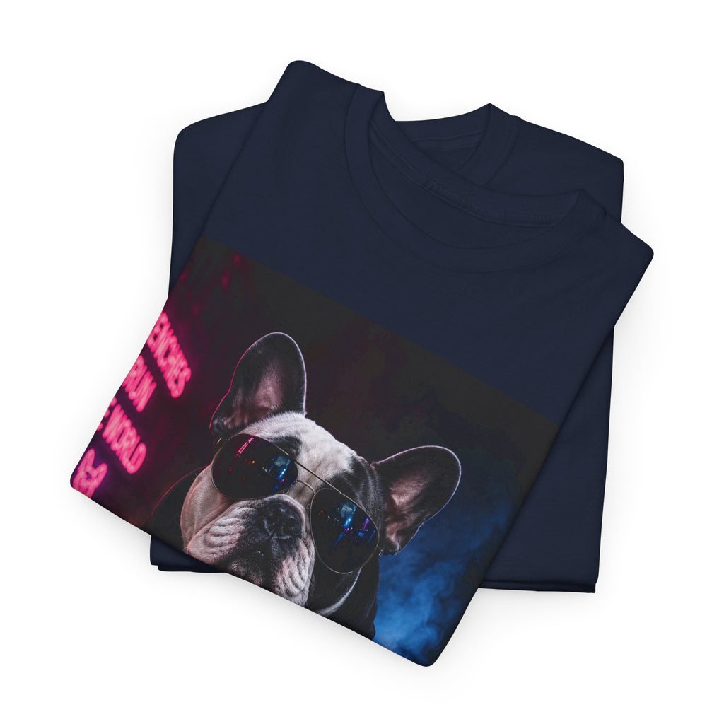 Bulldog Gangster Tee — Neon Retro Dog Graphic T-Shirt