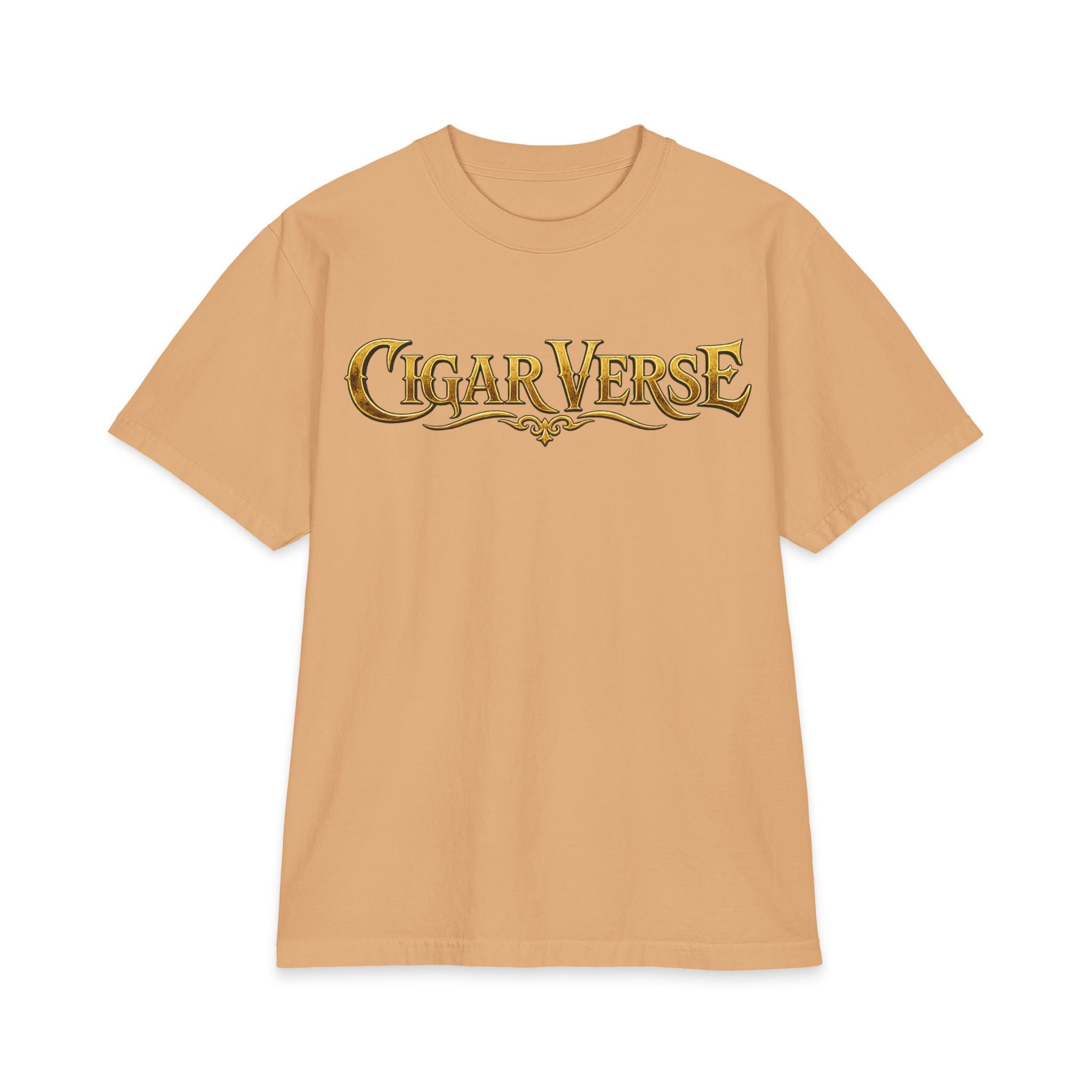 ULTRA PREMIUM HEAVYWEIGHT CigarVerse Graphic T-Shirt — Bold Gold Logo Smoking-Inspired Tee