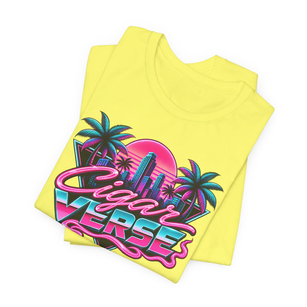 CIGARVERSE Retro Miami Tee — Neon Palm Beach Sunset T-Shirt