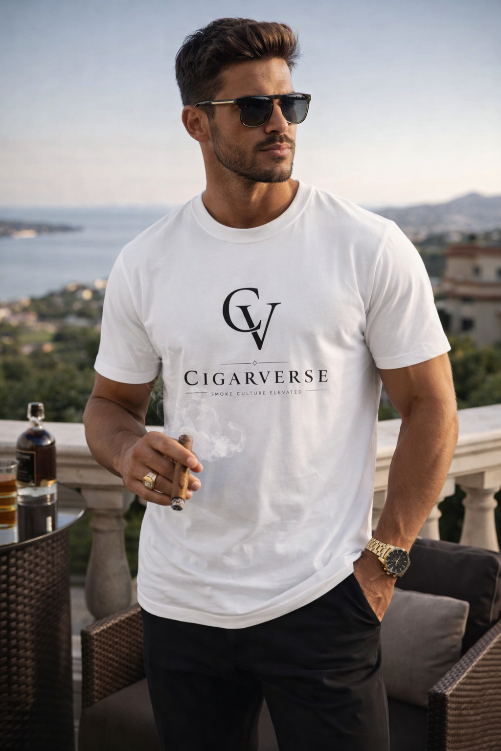 Premium Heavyweight CigarVerse Logo T-Shirt — Clean Minimalist Cigar Lifestyle Tee