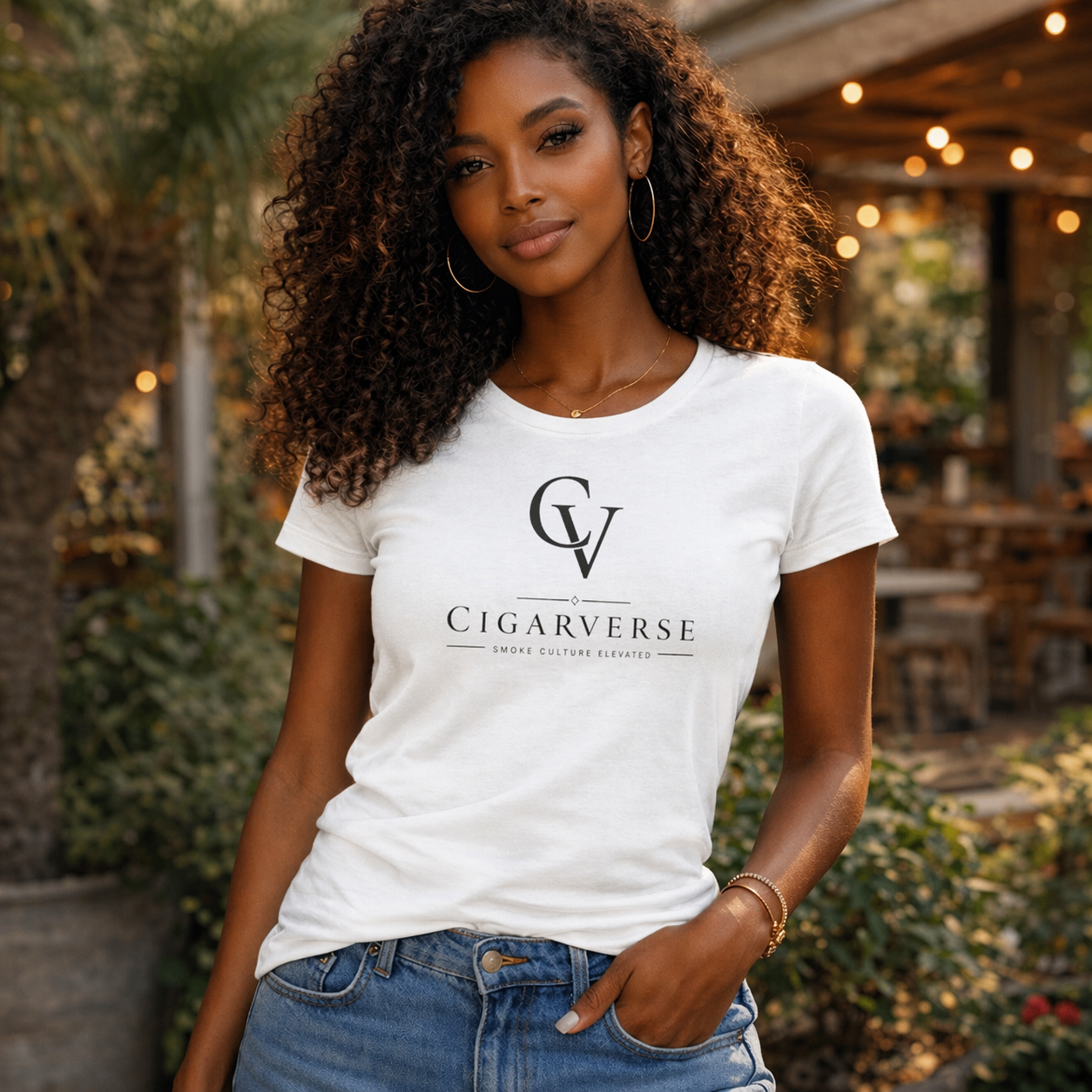 Cigarverse Women’s Black CV Logo Tee