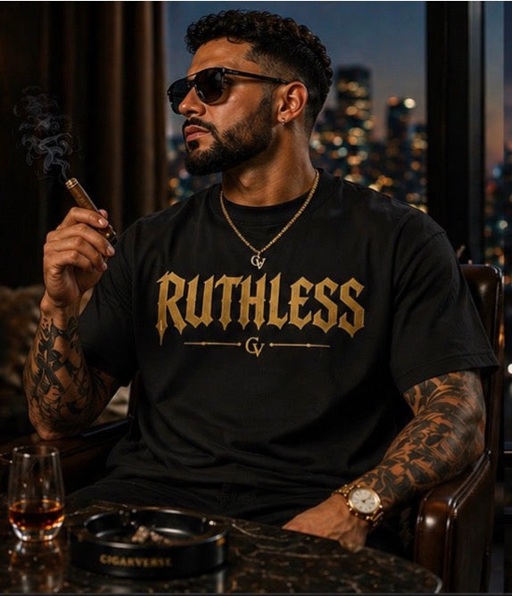 Ultra Premium Heavyweight CIGARVERSE “Ruthless” Gold Logo T-Shirt