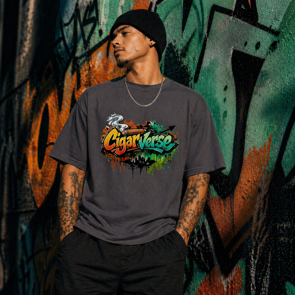CigarVerse Graffiti Tee - Colorful Art Logo T-Shirt