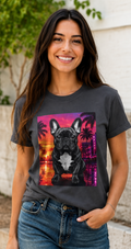 French Bulldog Sunset Tee - Retro Miami Palm Beach Dog T-Shirt