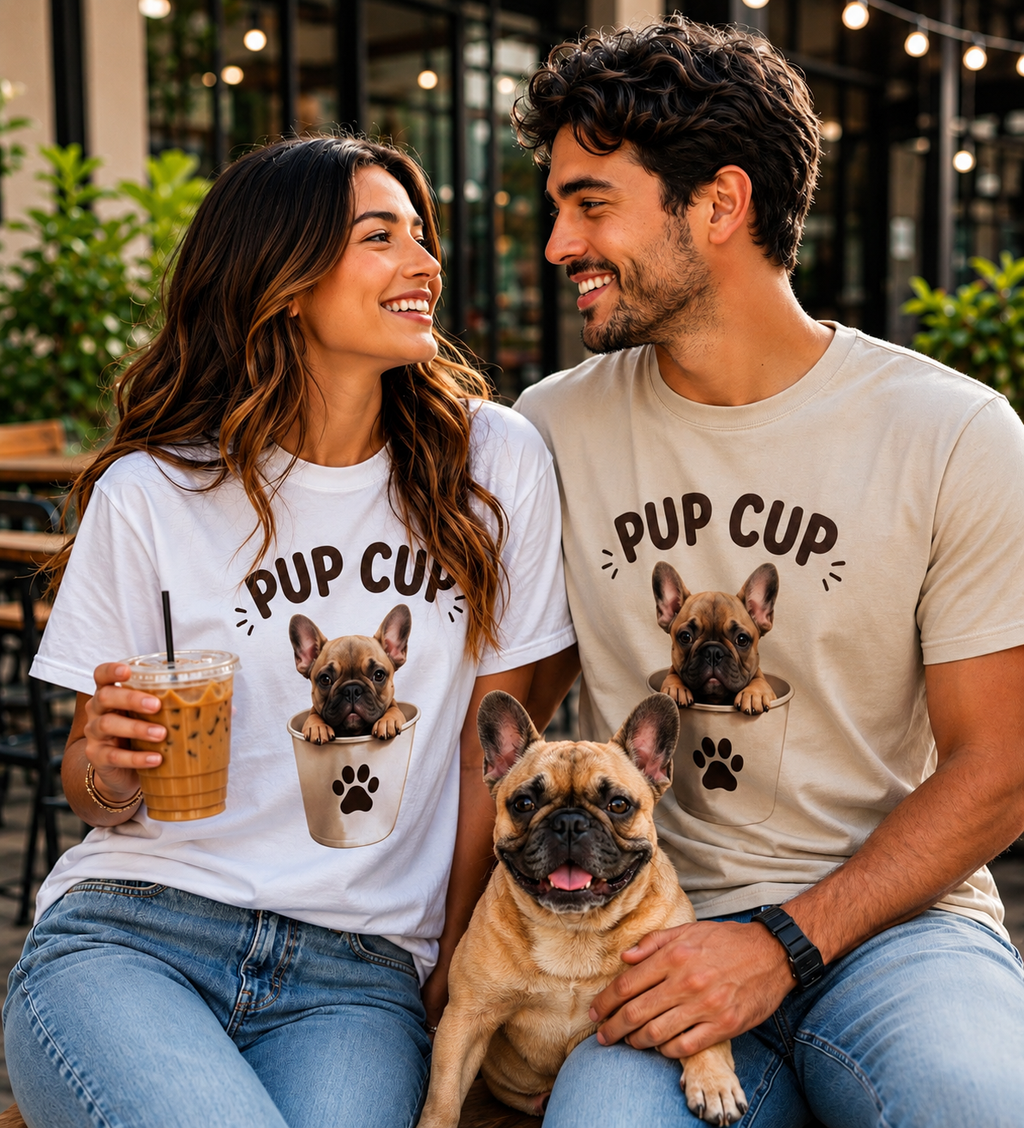 Pup Cup T‑Shirt — Cute French Bulldog Puppy Tee