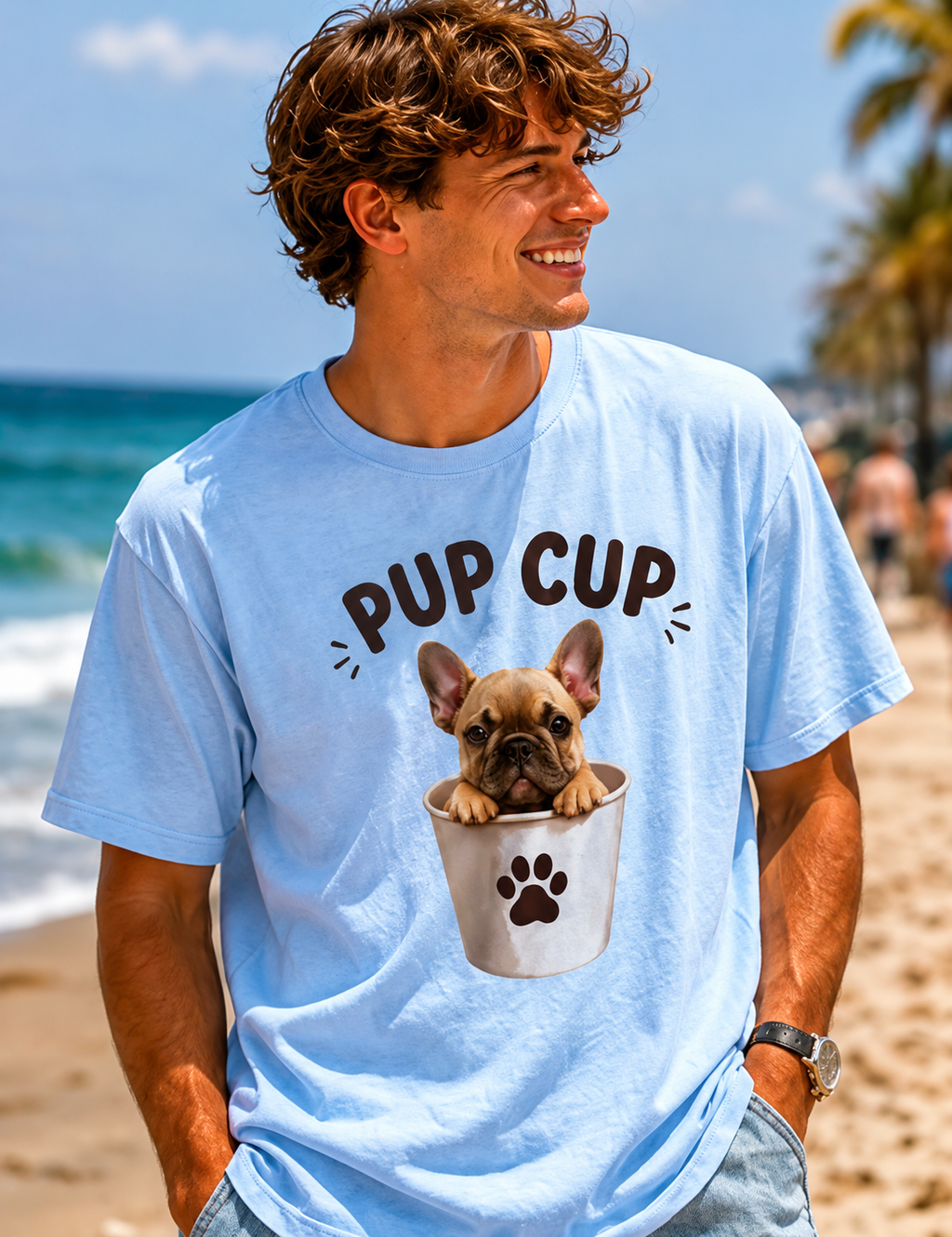 Pup Cup T‑Shirt — Cute French Bulldog Puppy Tee