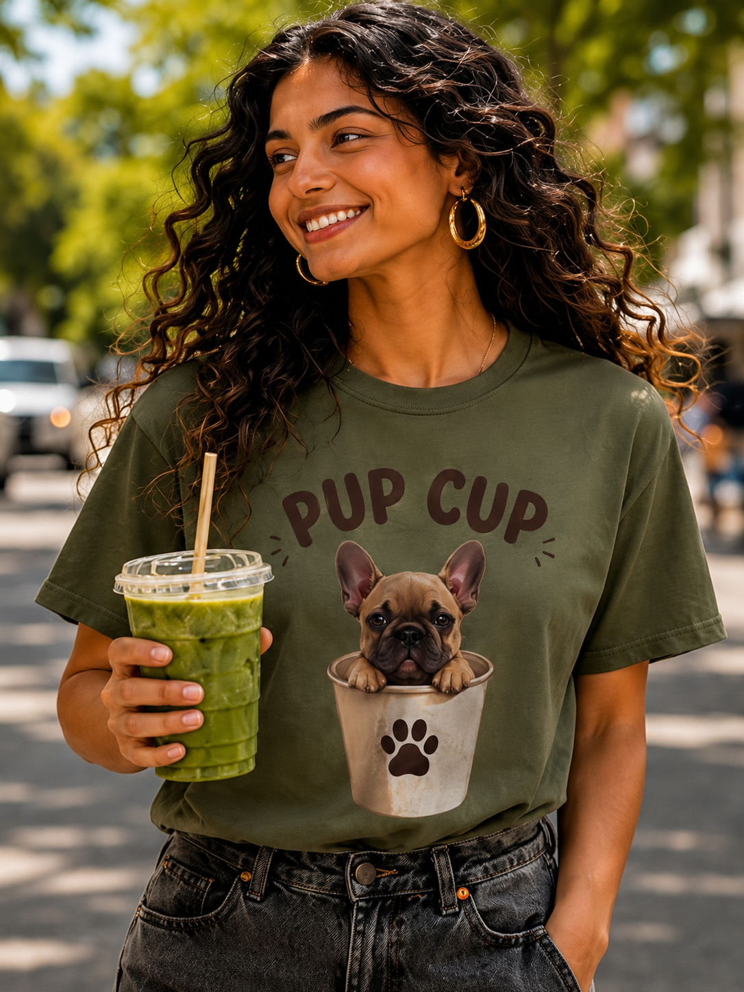 Pup Cup T‑Shirt — Cute French Bulldog Puppy Tee