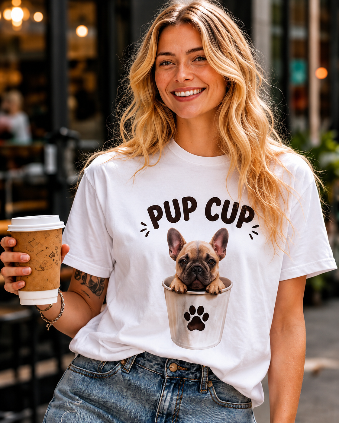 Pup Cup T‑Shirt — Cute French Bulldog Puppy Tee