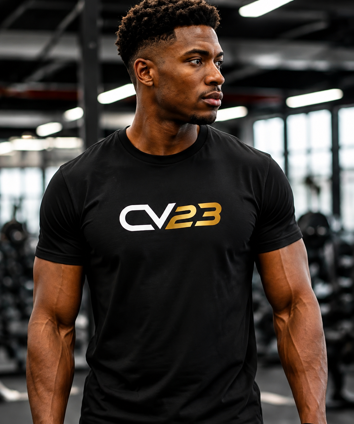 CV23 Logo T-Shirt — Minimalist Black Graphic Tee