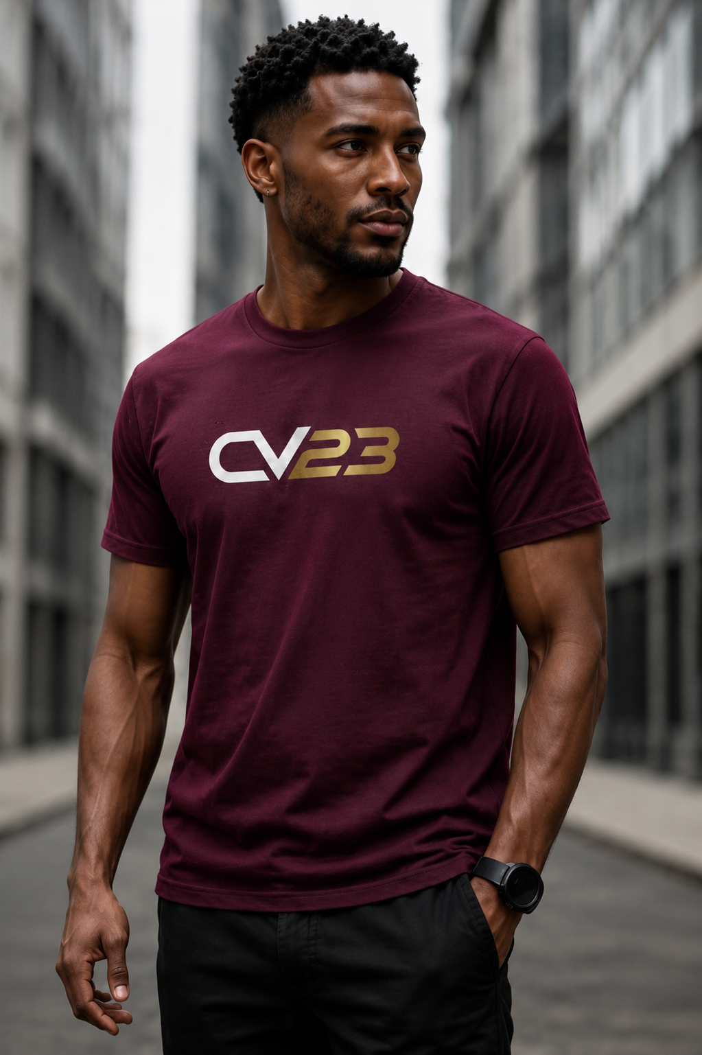 CV23 Logo T-Shirt — Minimalist Black Graphic Tee