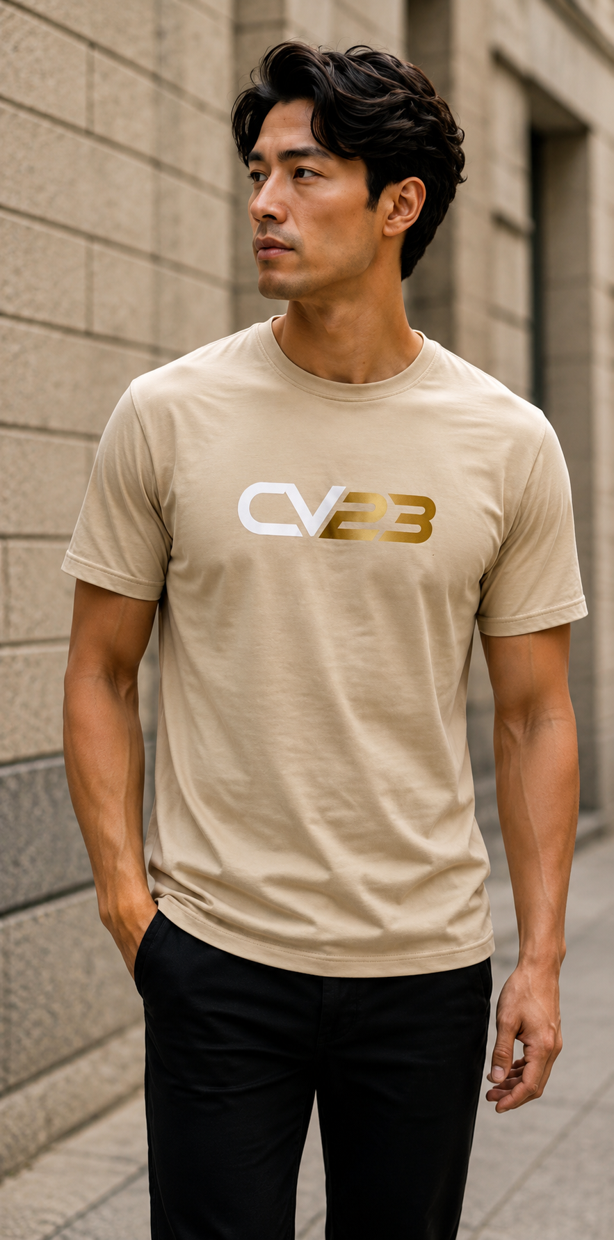 CV23 Logo T-Shirt — Minimalist Black Graphic Tee