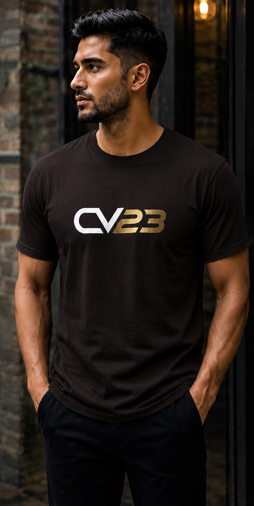 CV23 Logo T-Shirt — Minimalist Black Graphic Tee