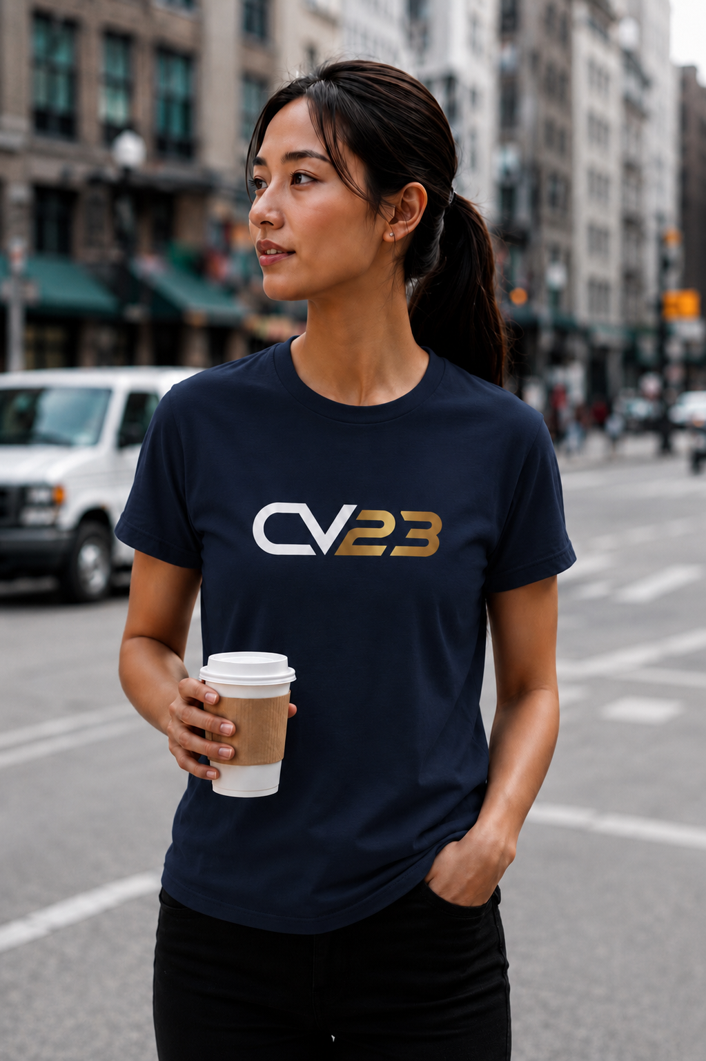 CV23 Logo T-Shirt — Minimalist Black Graphic Tee