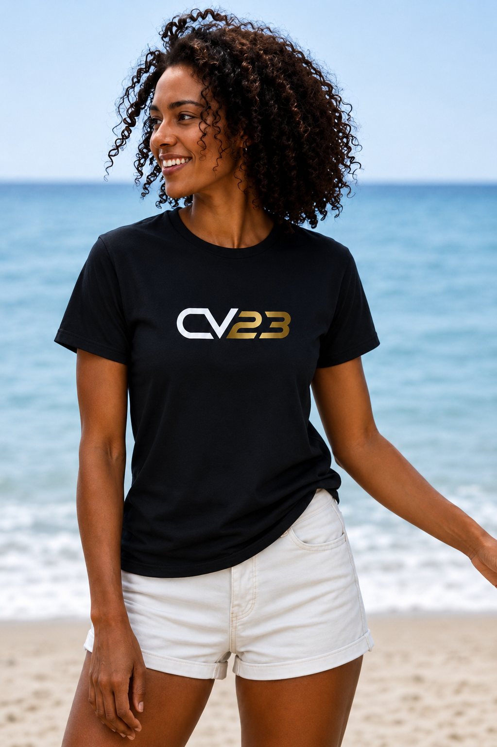 CV23 Logo T-Shirt — Minimalist Black Graphic Tee