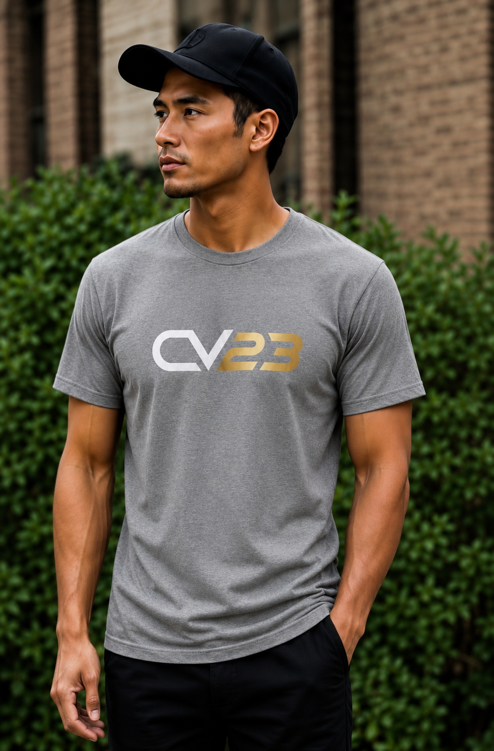 CV23 Logo T-Shirt — Minimalist Black Graphic Tee