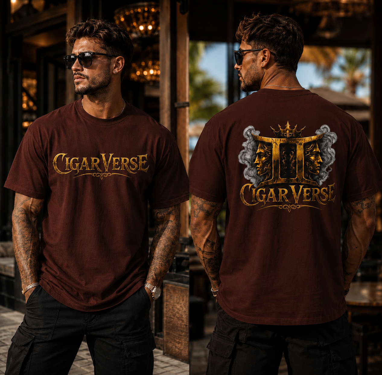 ULTRA PREMIUM HEAVYWEIGHT CigarVerse Graphic T-Shirt — Bold Gold Logo Smoking-Inspired Tee