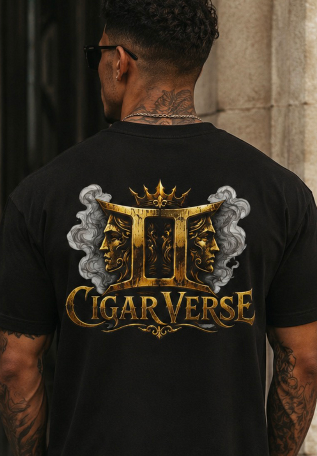 ULTRA PREMIUM HEAVYWEIGHT CigarVerse Graphic T-Shirt — Bold Gold Logo Smoking-Inspired Tee