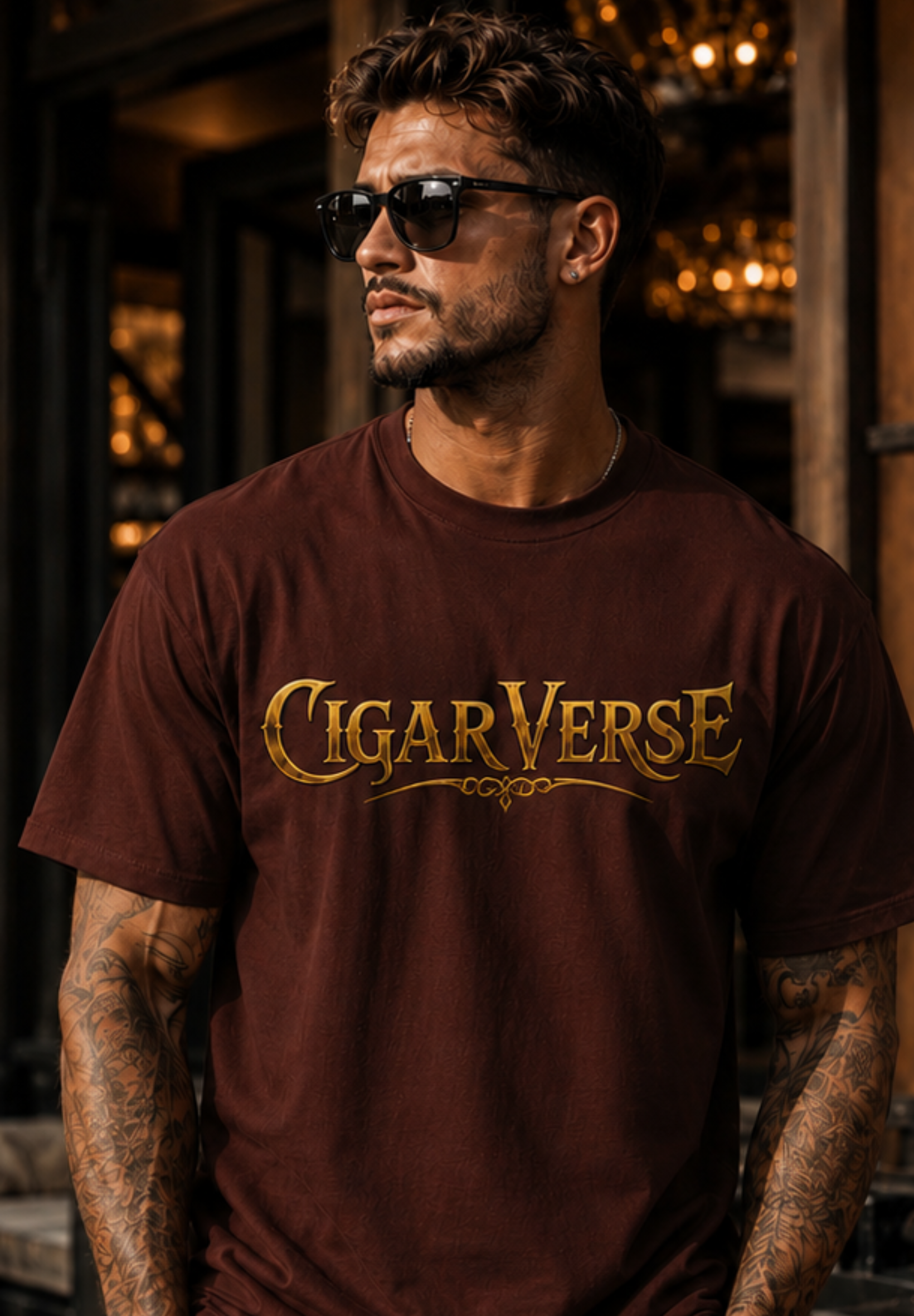 ULTRA PREMIUM HEAVYWEIGHT CigarVerse Graphic T-Shirt — Bold Gold Logo Smoking-Inspired Tee