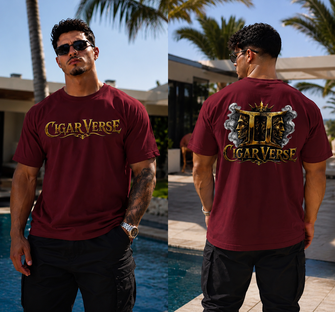 ULTRA PREMIUM HEAVYWEIGHT CigarVerse Graphic T-Shirt — Bold Gold Logo Smoking-Inspired Tee