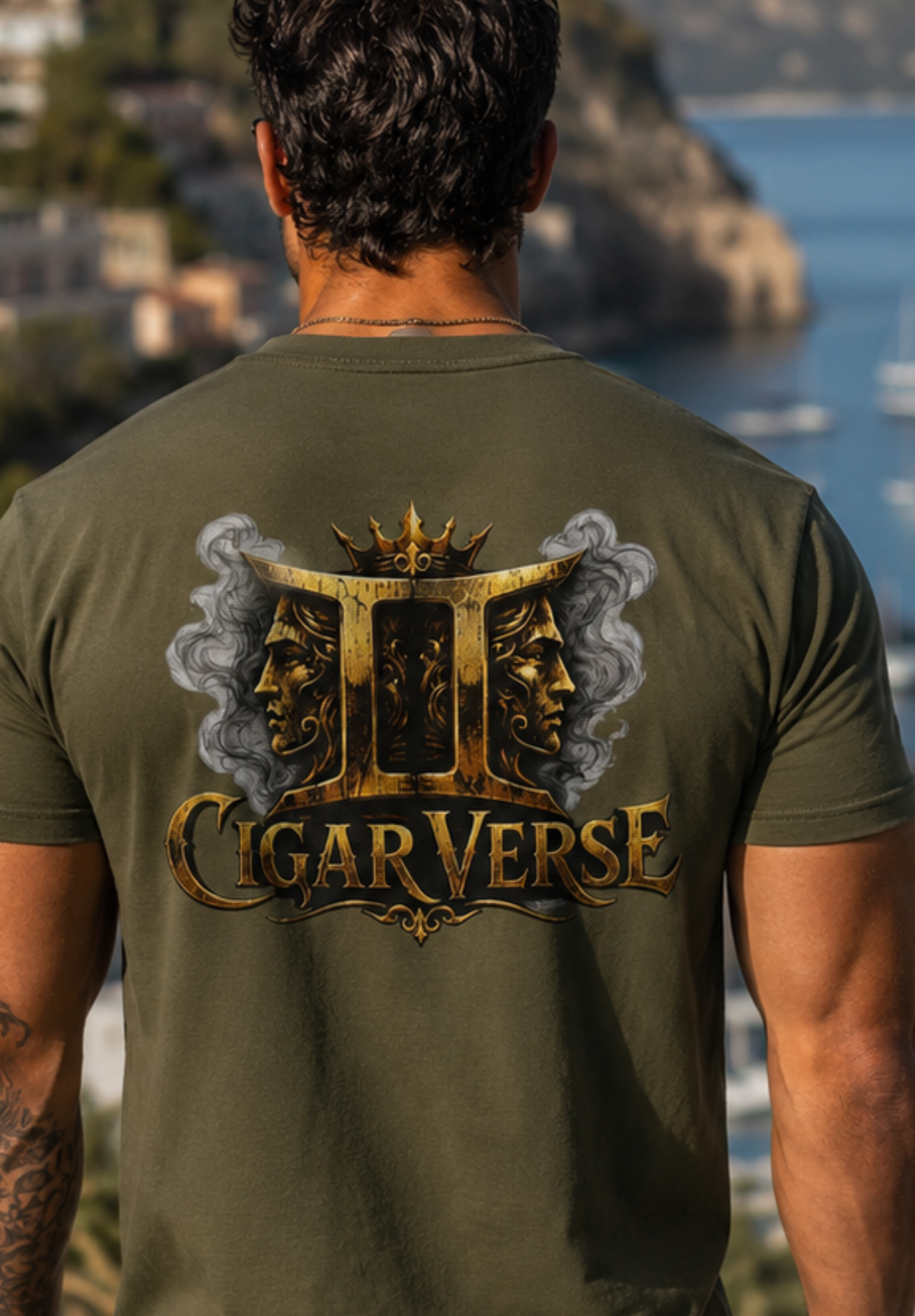 ULTRA PREMIUM HEAVYWEIGHT CigarVerse Graphic T-Shirt — Bold Gold Logo Smoking-Inspired Tee