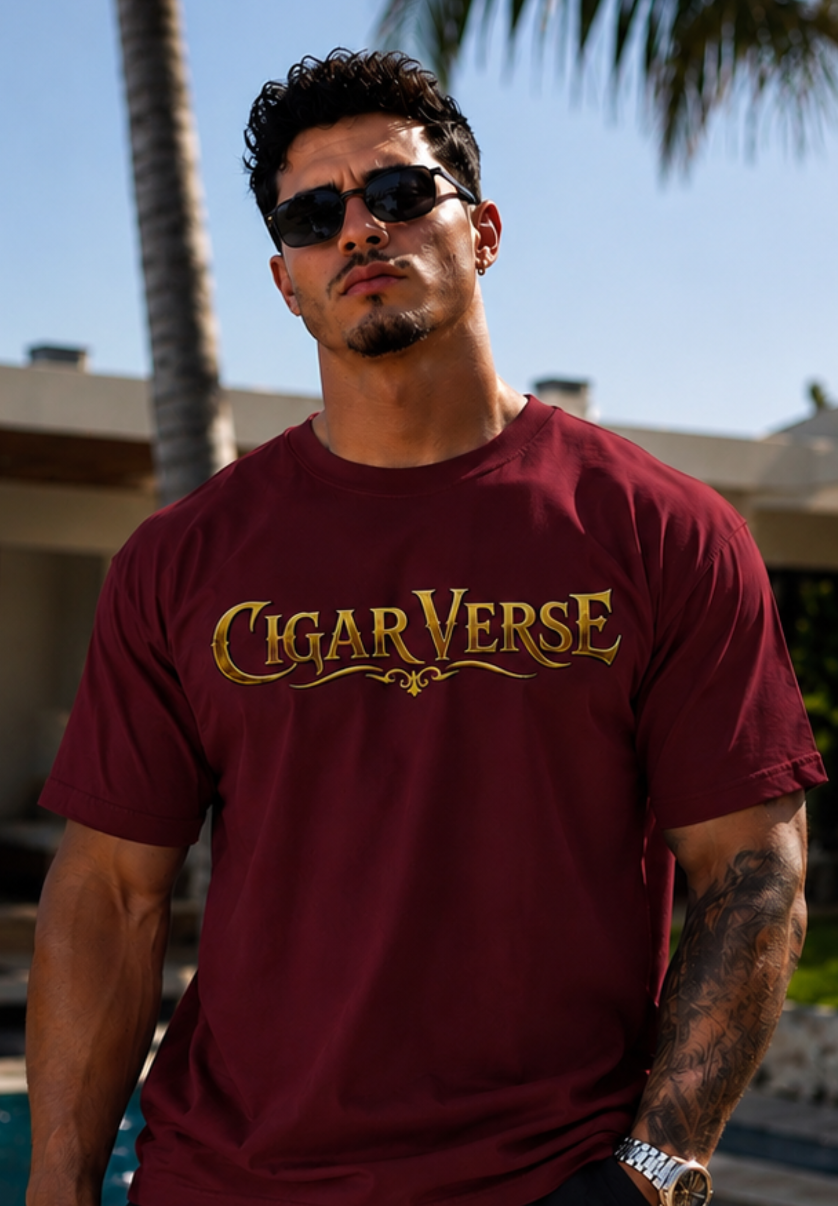 ULTRA PREMIUM HEAVYWEIGHT CigarVerse Graphic T-Shirt — Bold Gold Logo Smoking-Inspired Tee
