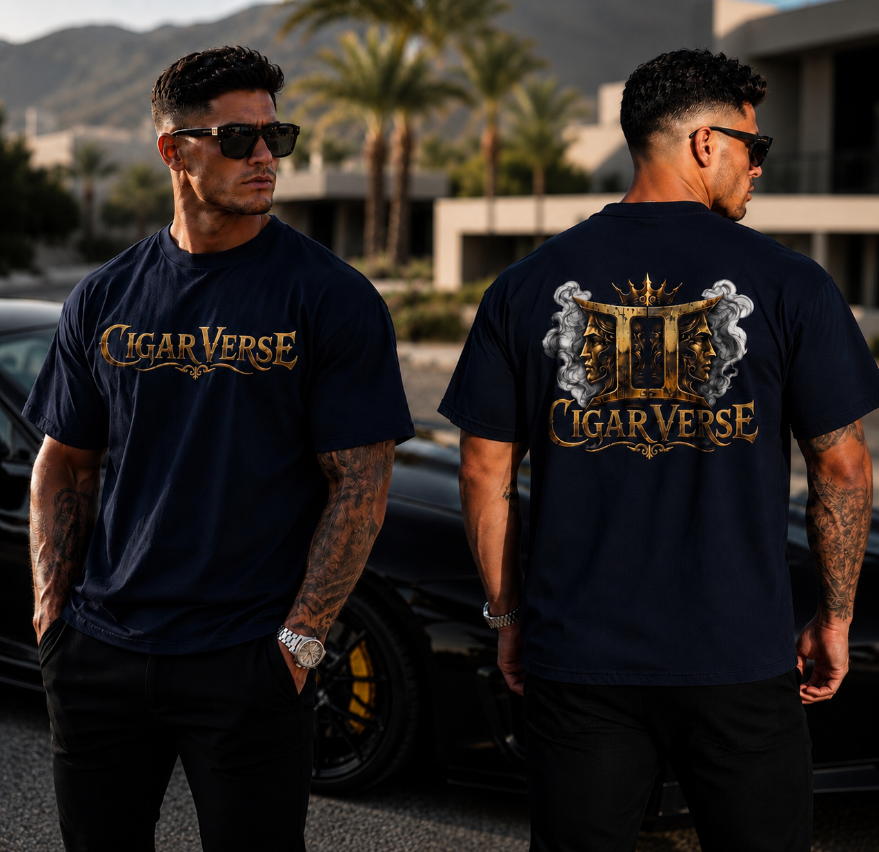 ULTRA PREMIUM HEAVYWEIGHT CigarVerse Graphic T-Shirt — Bold Gold Logo Smoking-Inspired Tee