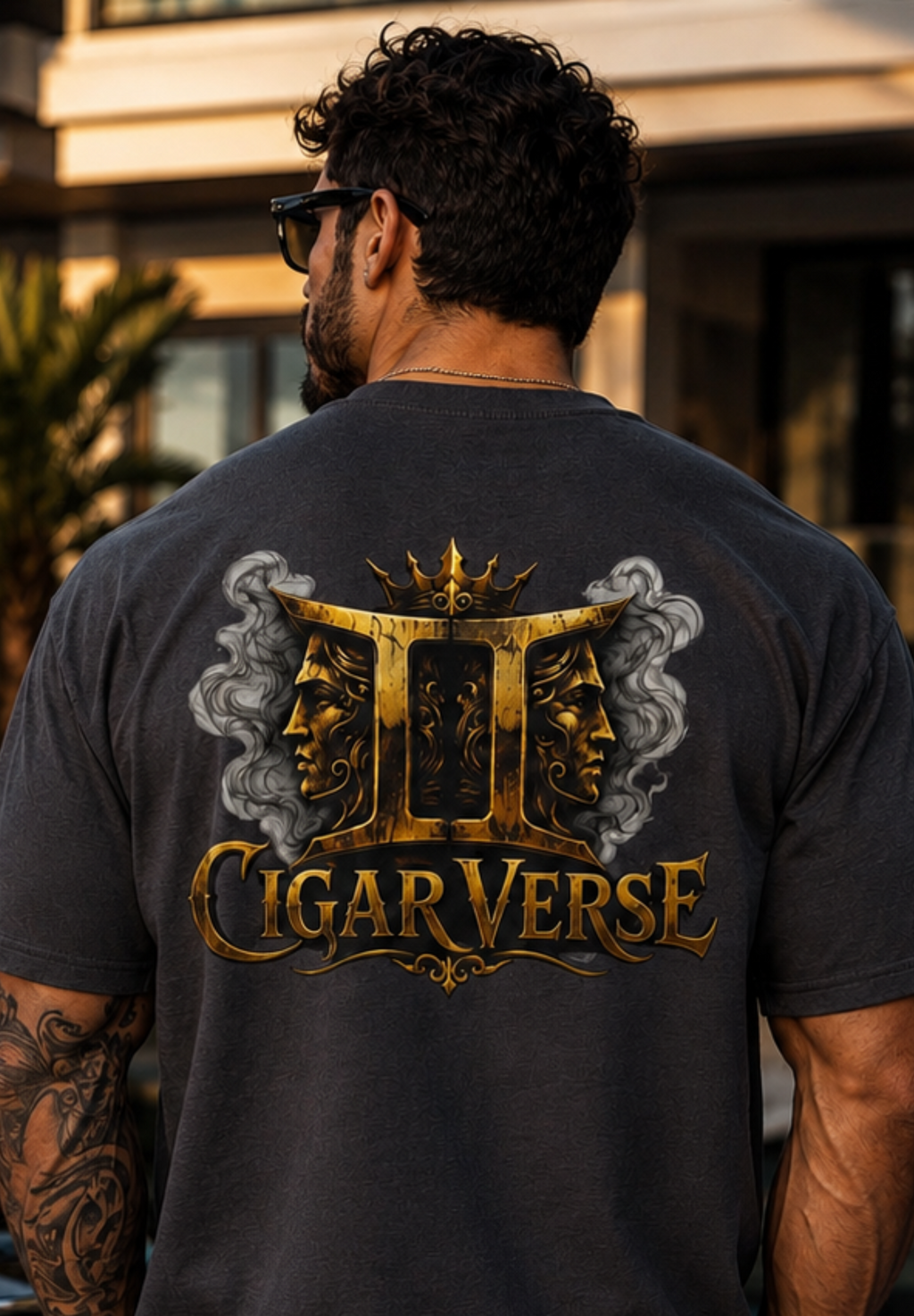 ULTRA PREMIUM HEAVYWEIGHT CigarVerse Graphic T-Shirt — Bold Gold Logo Smoking-Inspired Tee