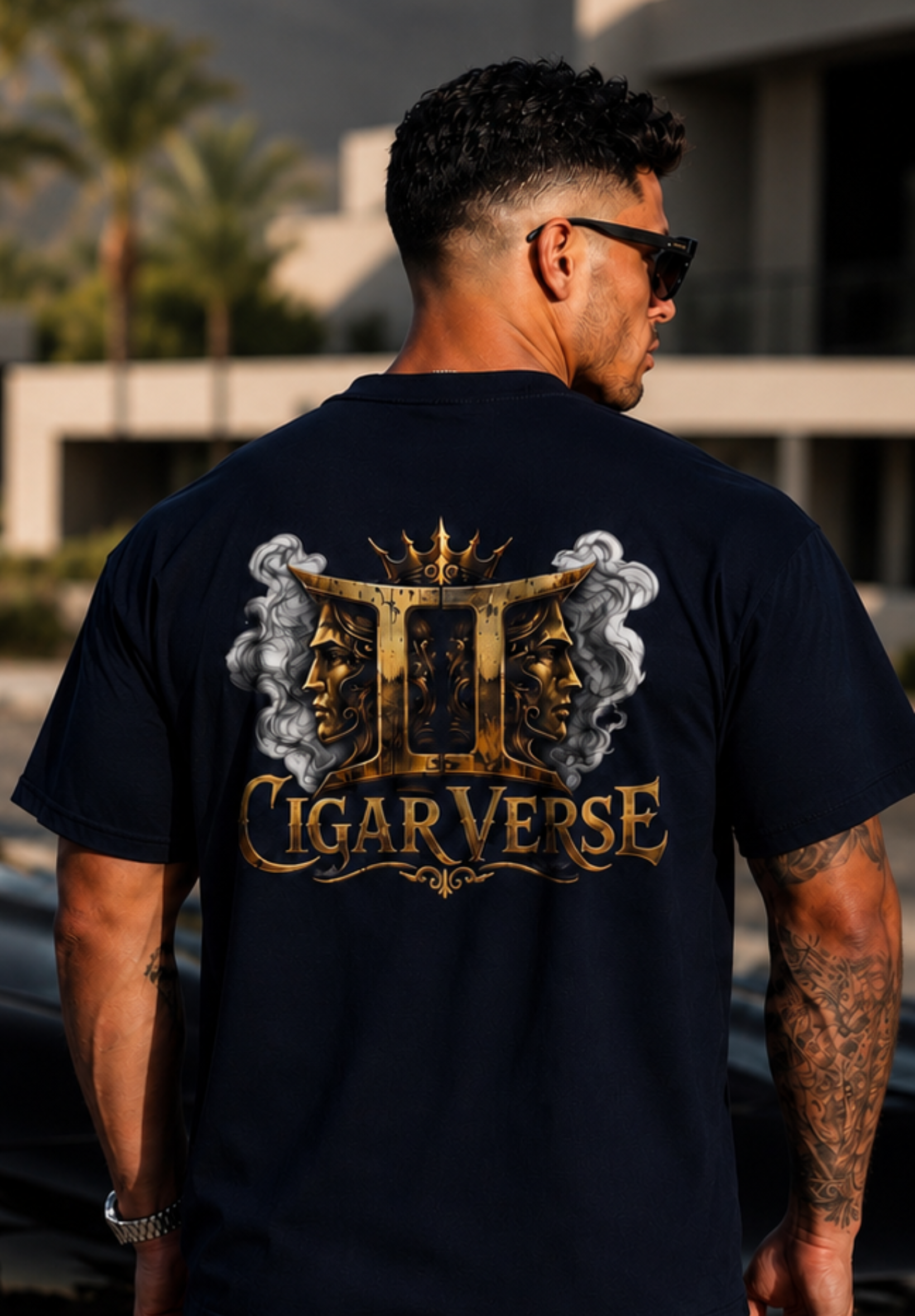 ULTRA PREMIUM HEAVYWEIGHT CigarVerse Graphic T-Shirt — Bold Gold Logo Smoking-Inspired Tee