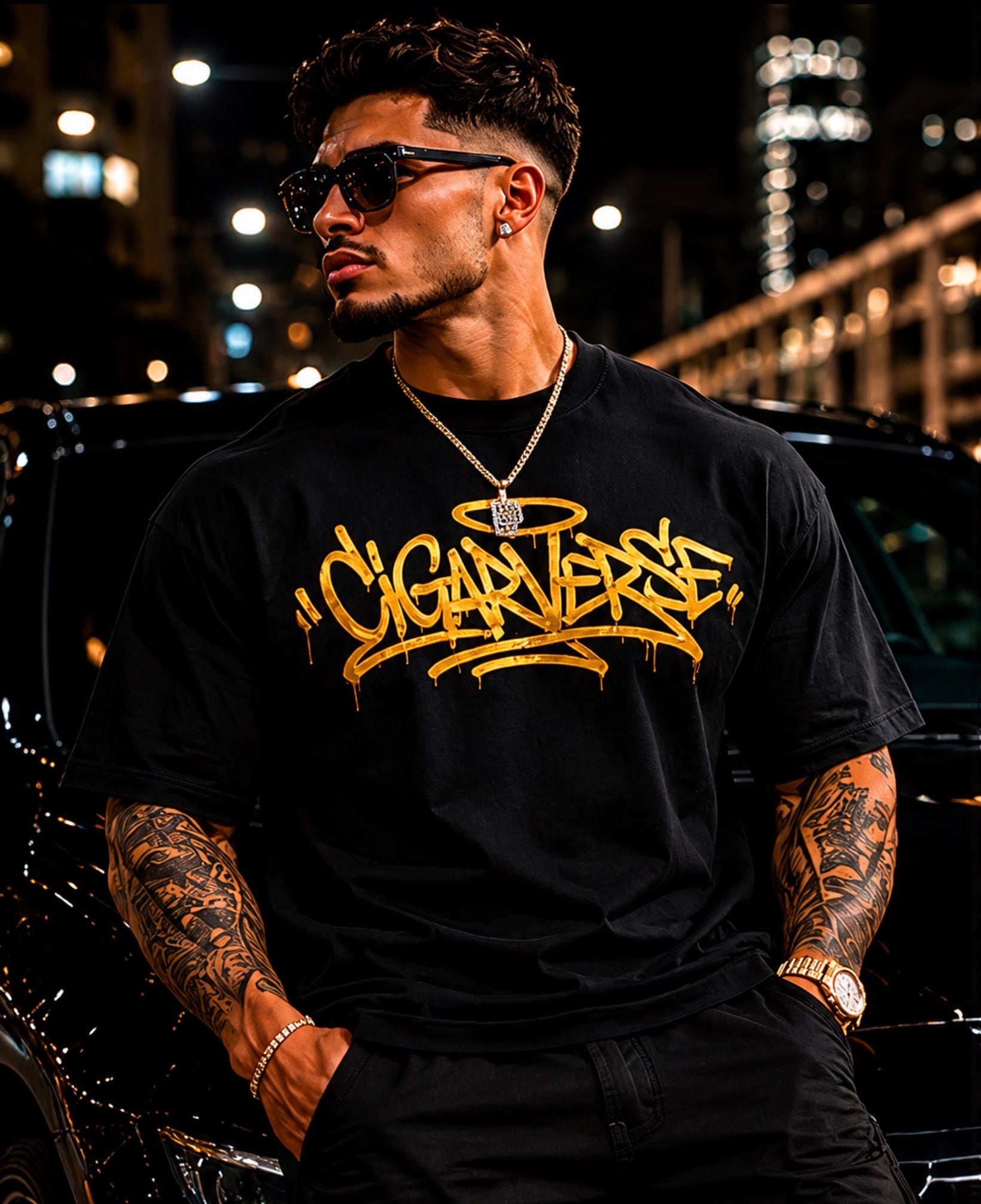 ULTRA PREMIUM HEAVYWEIGHT Graffiti Halo T-Shirt — 'CIGNVERSE' Street Art Graphic Tee