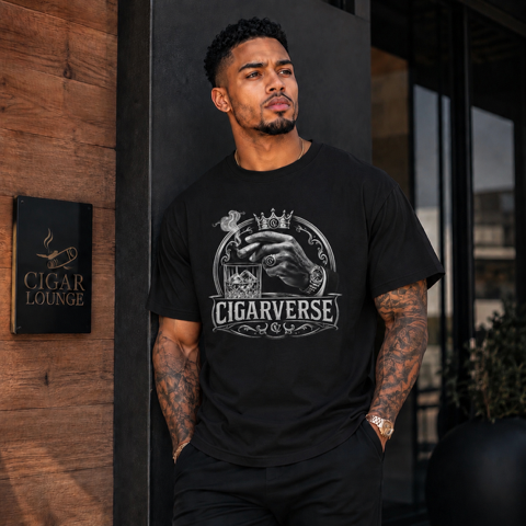 Cigarverse Unisex Graphic Tee — Vintage Hand & Cigar Logo T-Shirt
