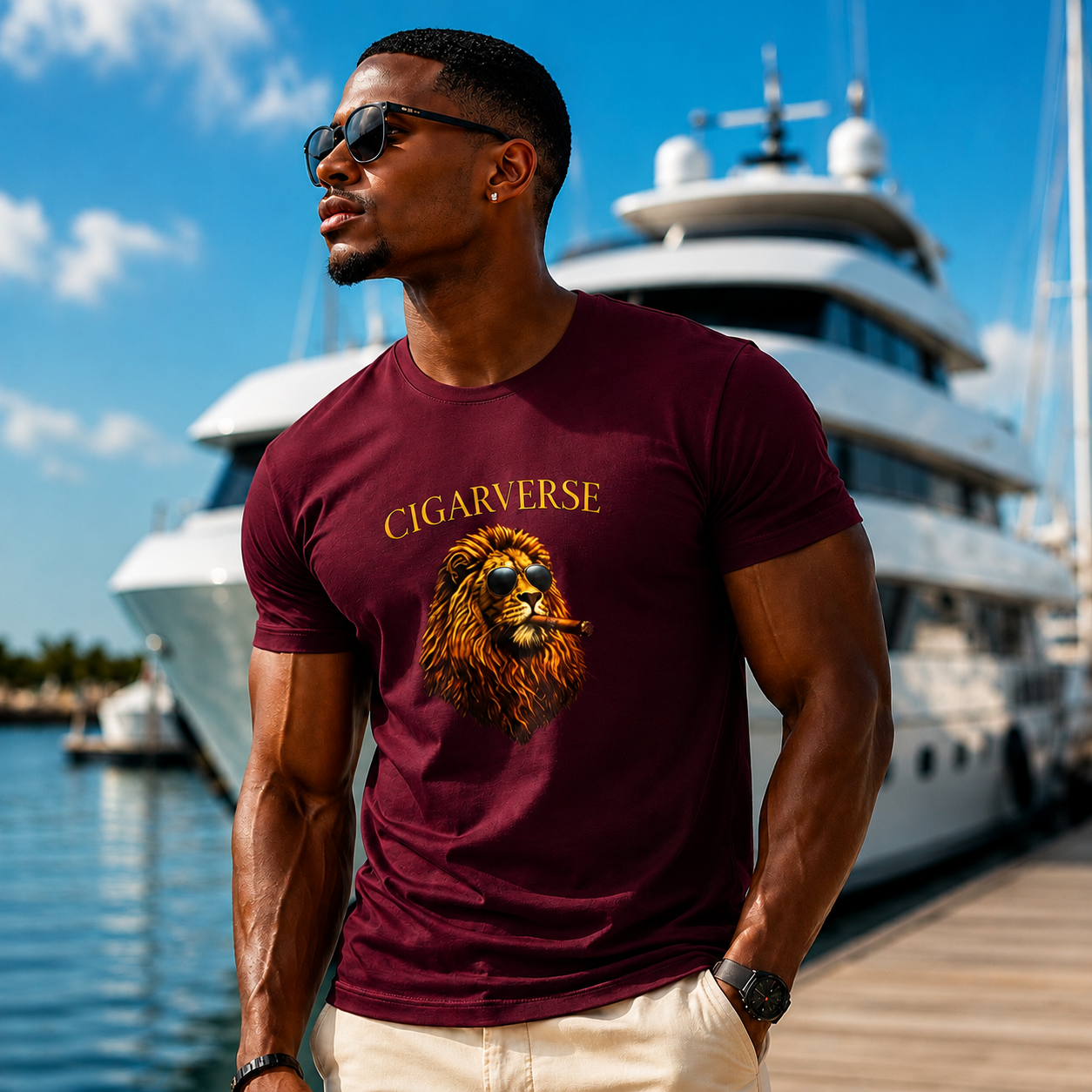 Cigarverse Unisex Lion T‑Shirt — Vintage Smoking Lion Graphic Tee