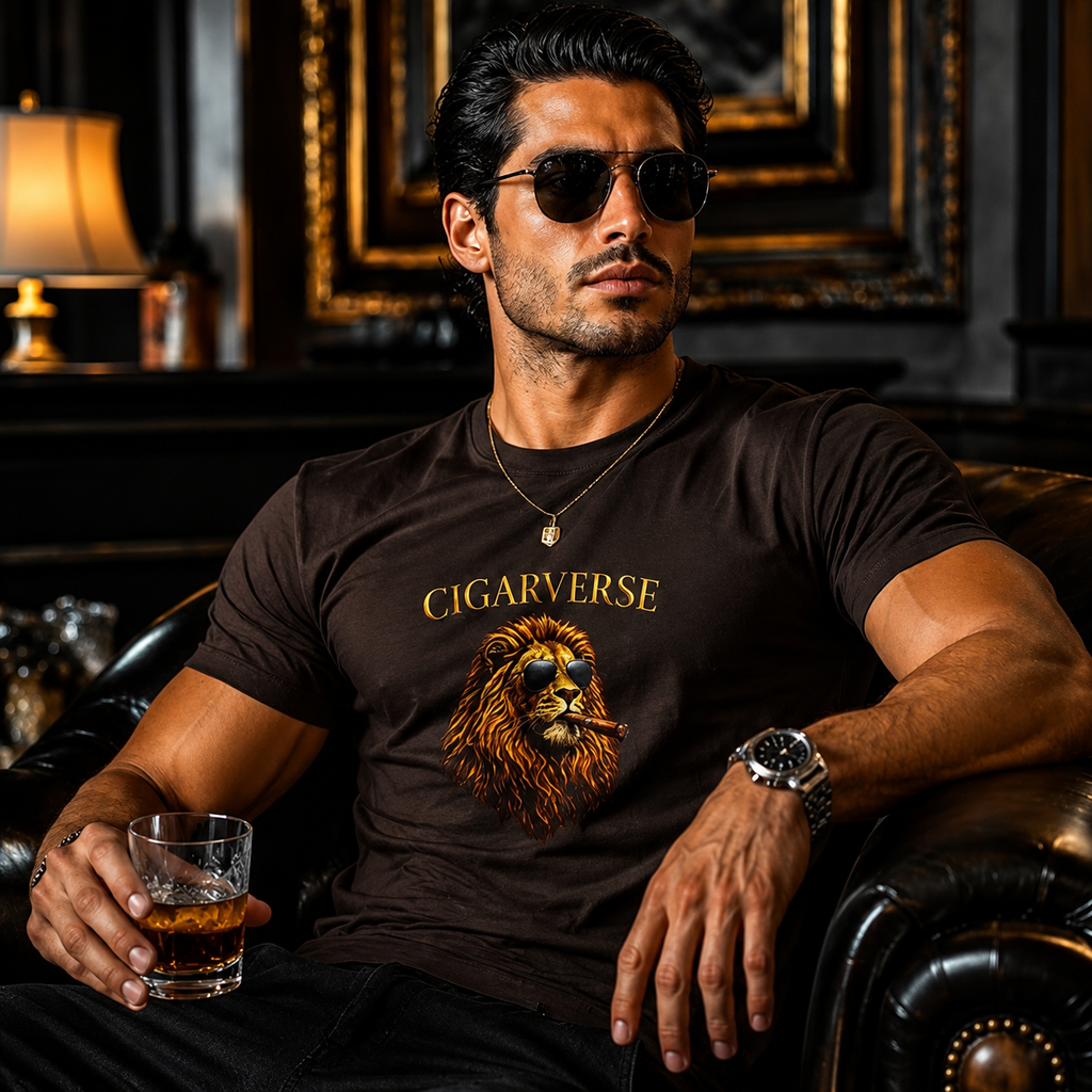 Cigarverse Unisex Lion T‑Shirt — Vintage Smoking Lion Graphic Tee