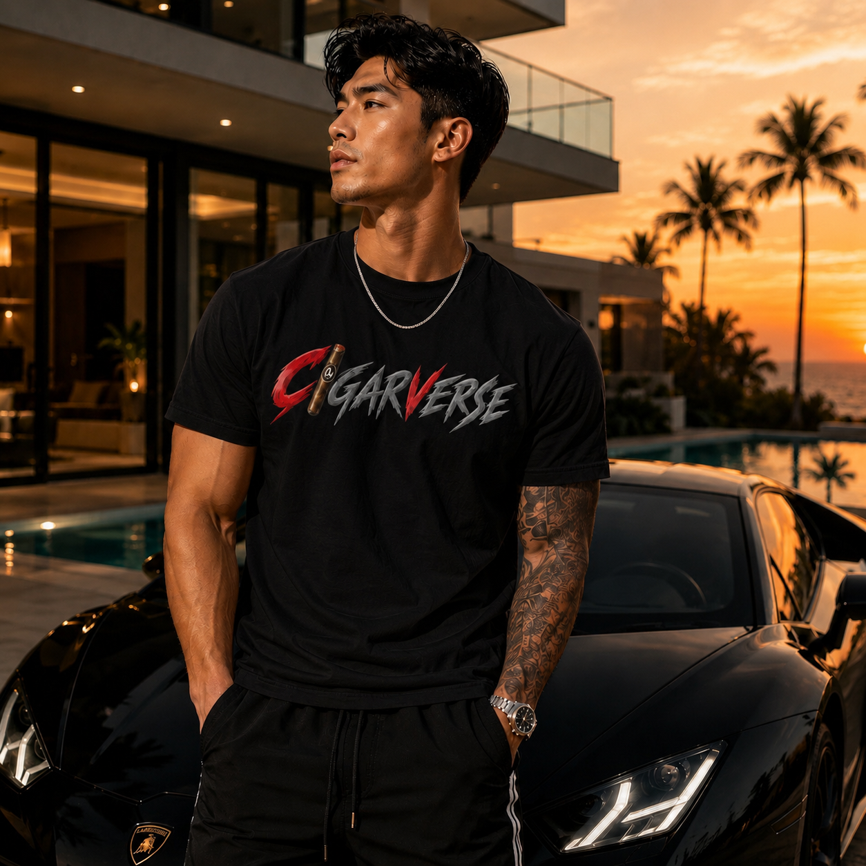 Premium CigarVerse Graphic Tee — Retro Cigar Logo Short Sleeve