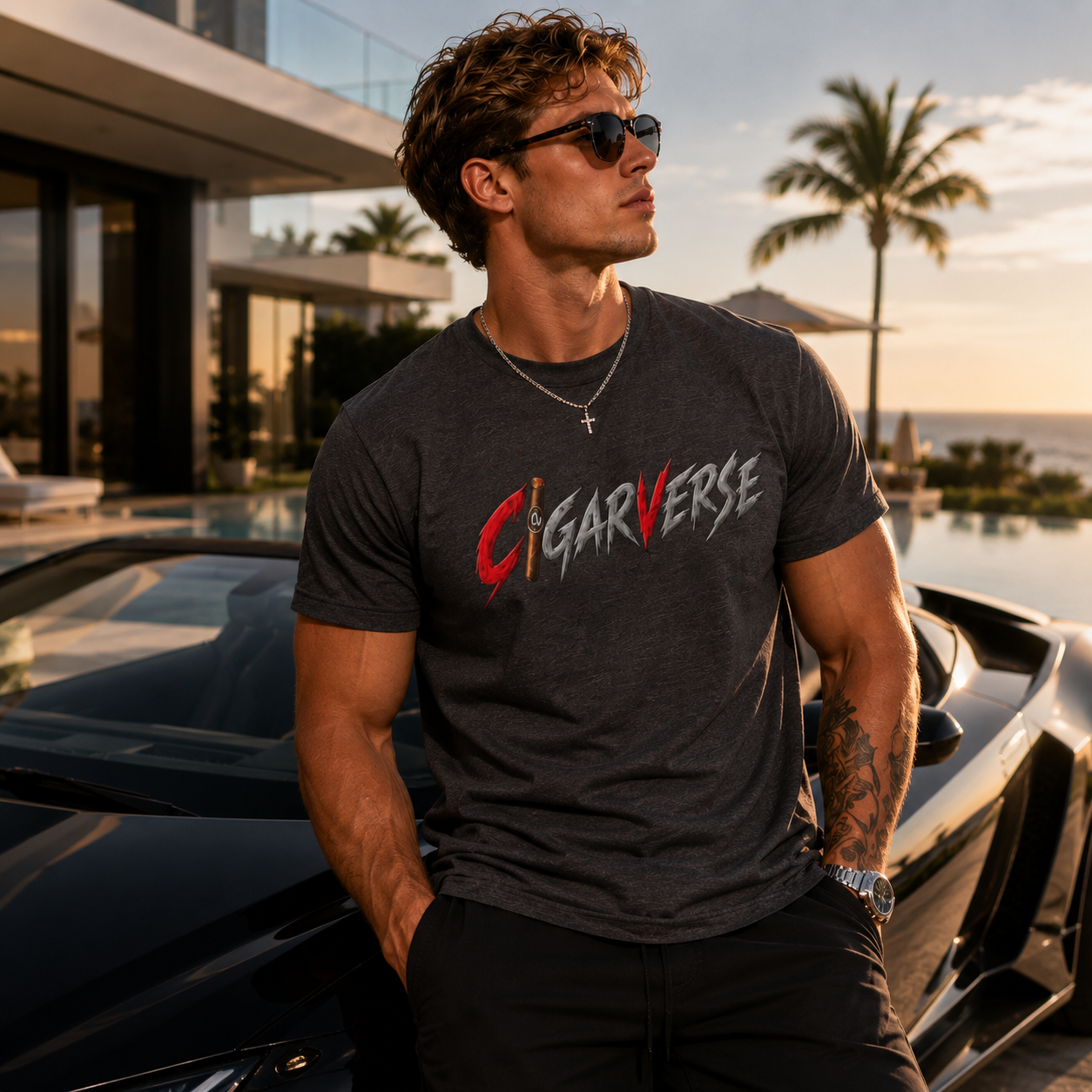 Premium CigarVerse Graphic Tee — Retro Cigar Logo Short Sleeve