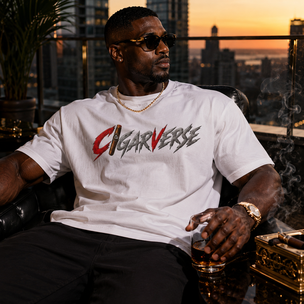 Premium CigarVerse Graphic Tee — Retro Cigar Logo Short Sleeve