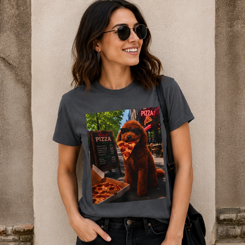 Doodle Pizza Tee — Cute Eating Pizza T-Shirt