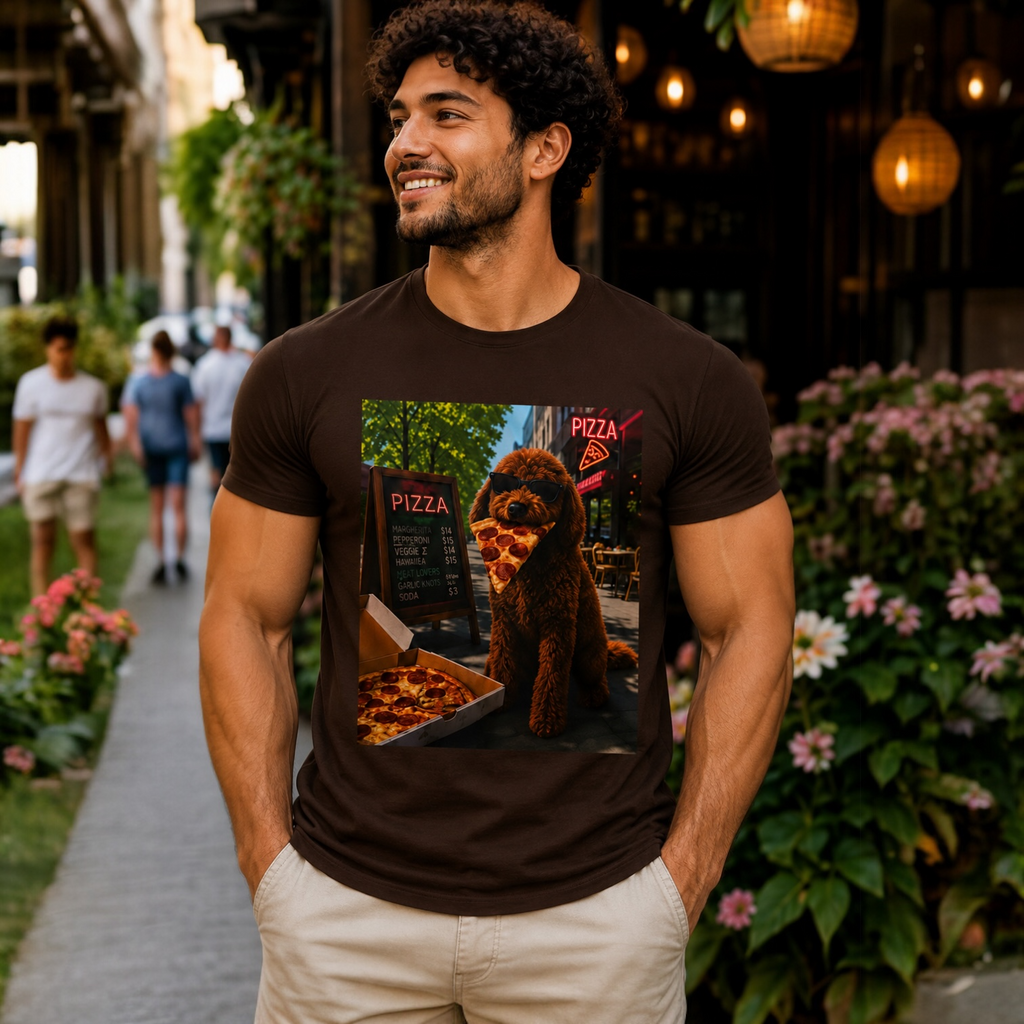 Doodle Pizza Tee — Cute Eating Pizza T-Shirt