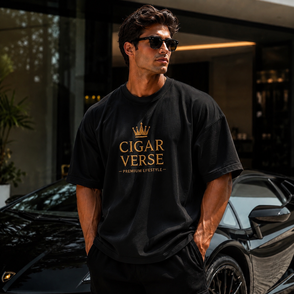 Premium Max Heavyweight Cigar Verse T‑Shirt — Premium Lifestyle Tee with Crown Logo