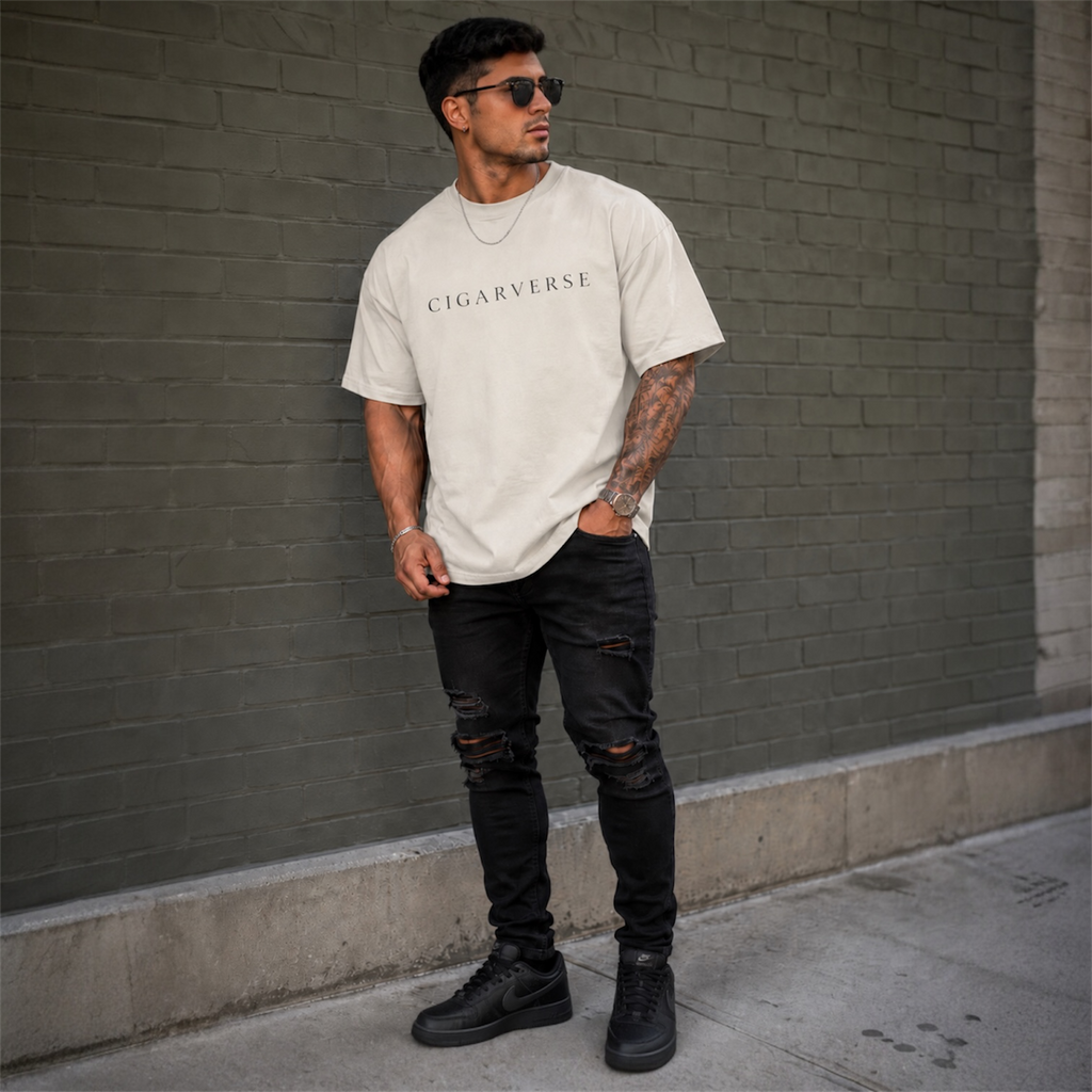 Black Logo Premium Max Heavyweight Cigarverse Graphic T-Shirt — Minimal Logo Tee