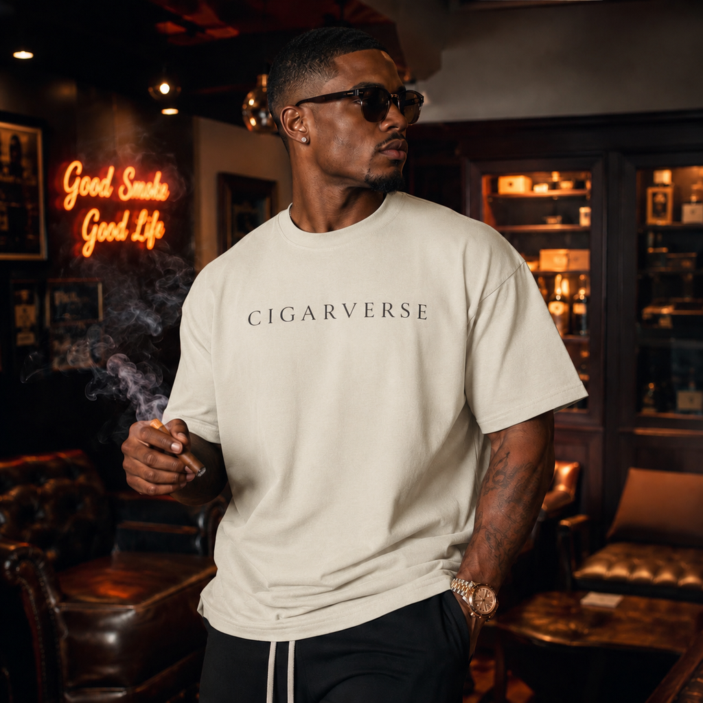 Black Logo Premium Max Heavyweight Cigarverse Graphic T-Shirt — Minimal Logo Tee