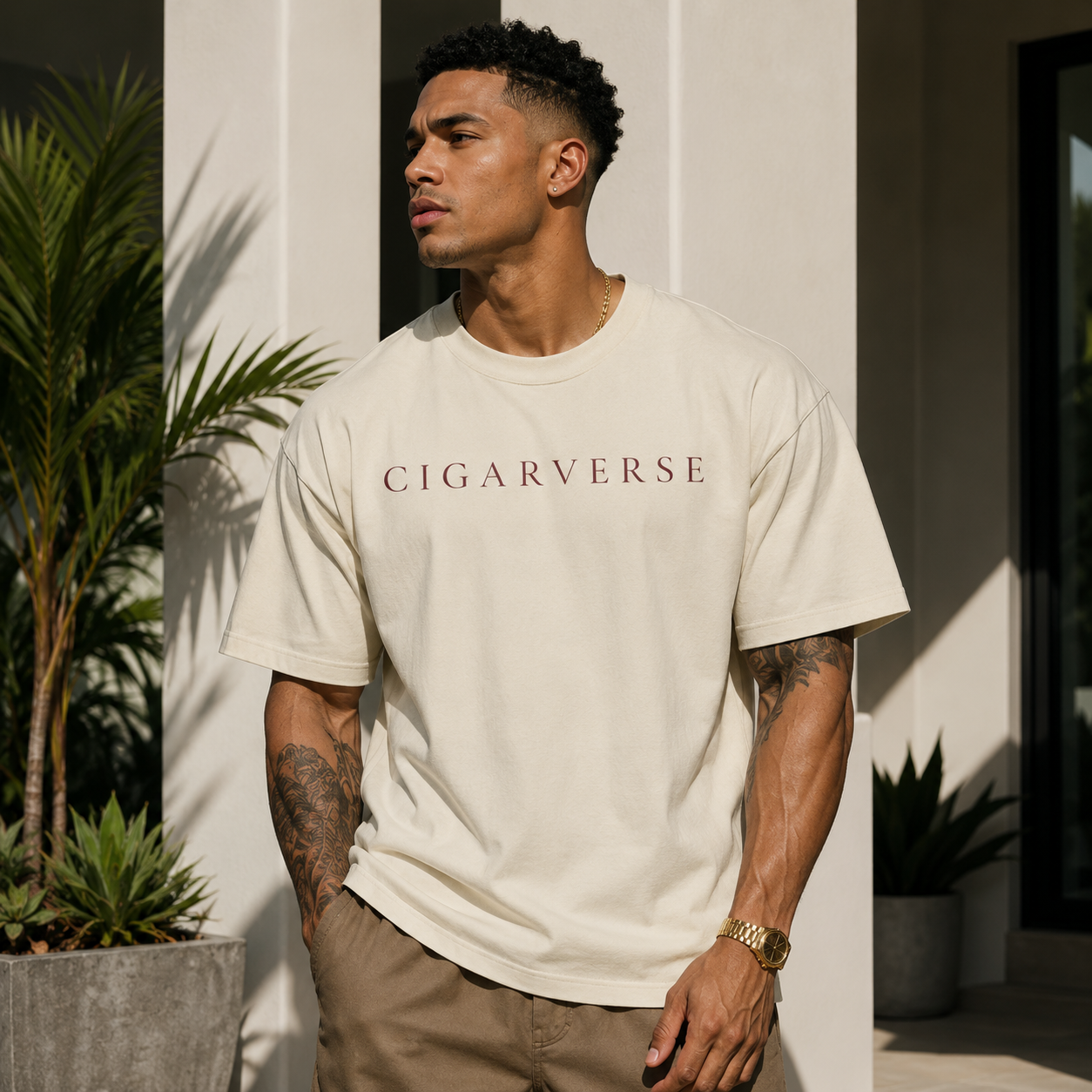 Burgundy Logo Premium Max Heavyweight Cigarverse Minimal Logo T-Shirt