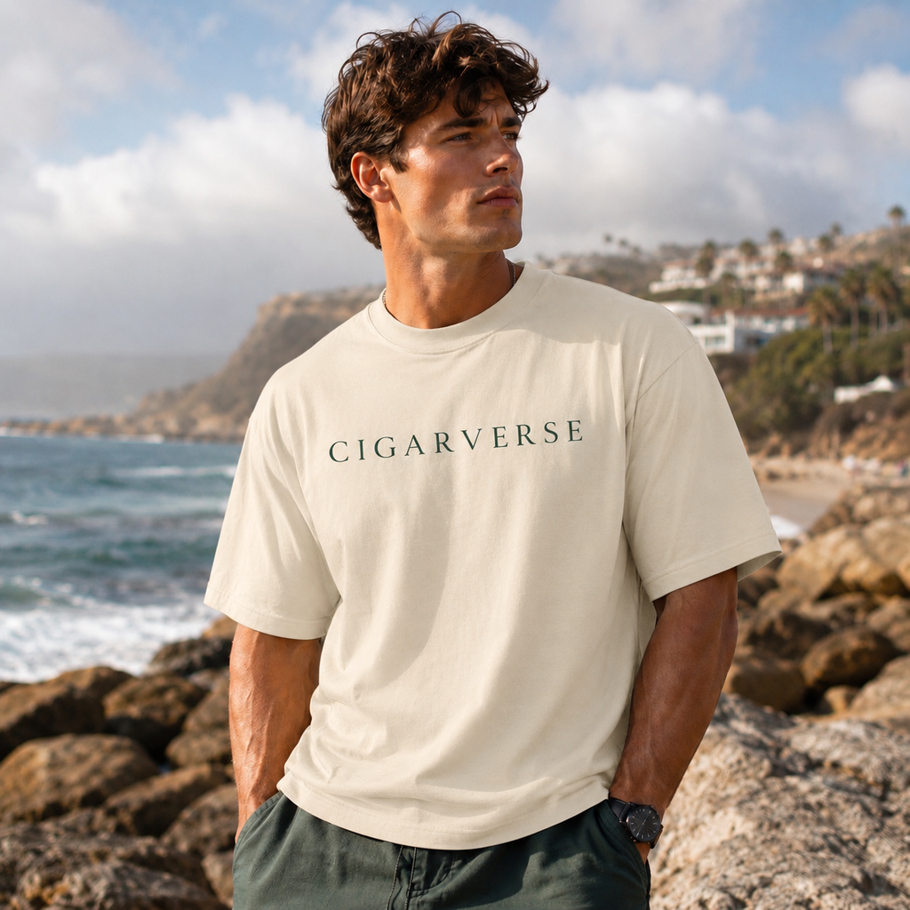 Forest Green Logo Premium Max Heavyweight Cigarverse T‑Shirt — Minimalist Logo Tee for Cigar Lovers