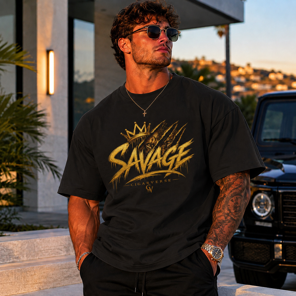 Savage Crown Premium Max Heavyweight T-Shirt — Bold Gold Streetwear Graphic Tee