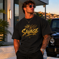 Savage Crown Premium Max Heavyweight T-Shirt — Bold Gold Streetwear Graphic Tee