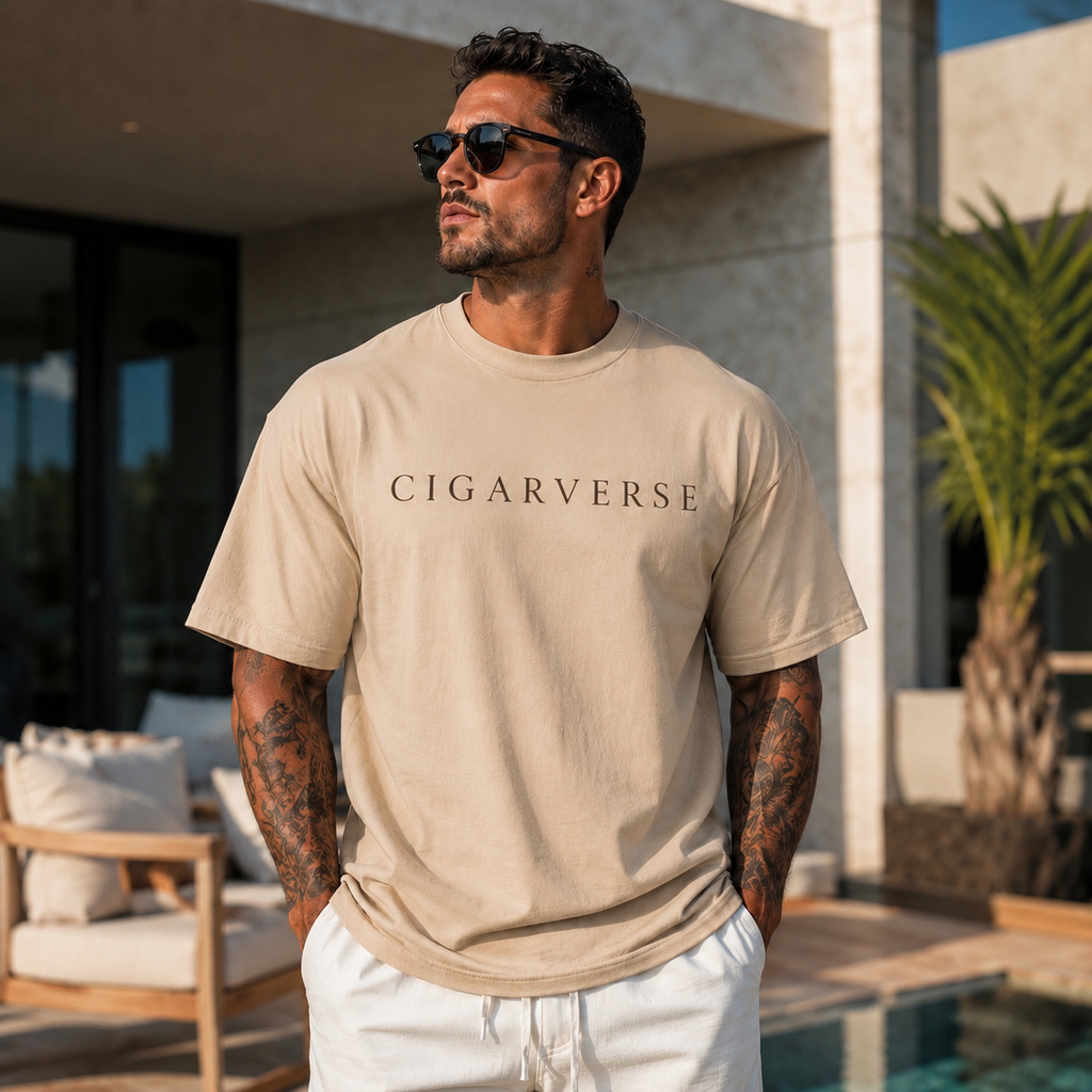 Chocolate Logo Premium Max Heavyweight Cigarverse Minimal Logo T-Shirt