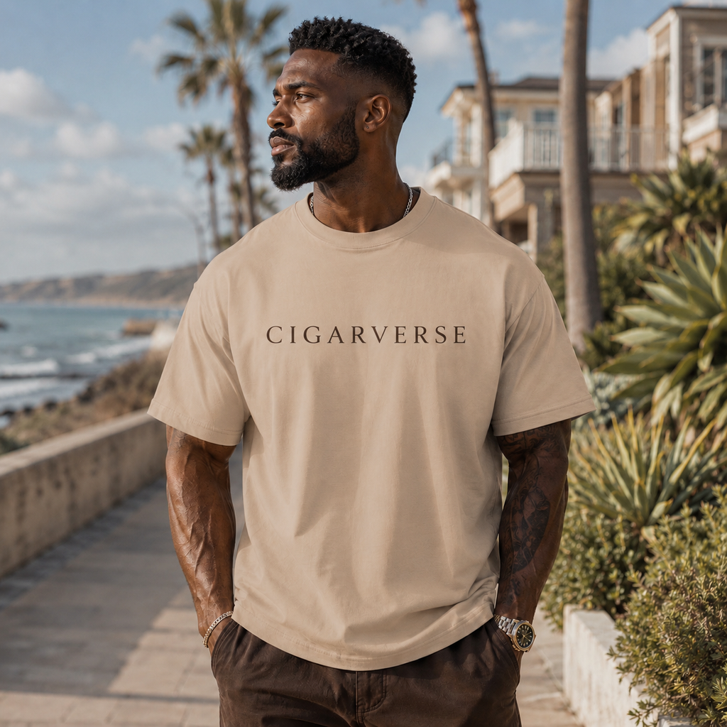 Chocolate Logo Premium Max Heavyweight Cigarverse Minimal Logo T-Shirt