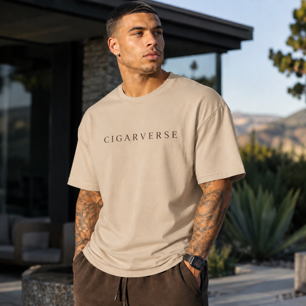 Chocolate Logo Premium Max Heavyweight Cigarverse Minimal Logo T-Shirt