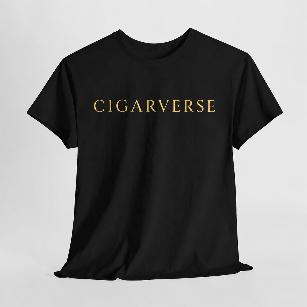CigarVerse Tee — Minimalist Gold Logo Short-Sleeve T-Shirt for Cigar Enthusiasts