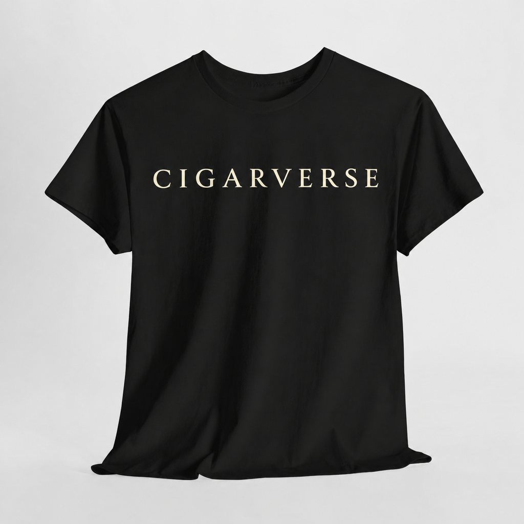 Cigarverse Cream Logo Tee — Minimalist Black Cigar Brand Shirt